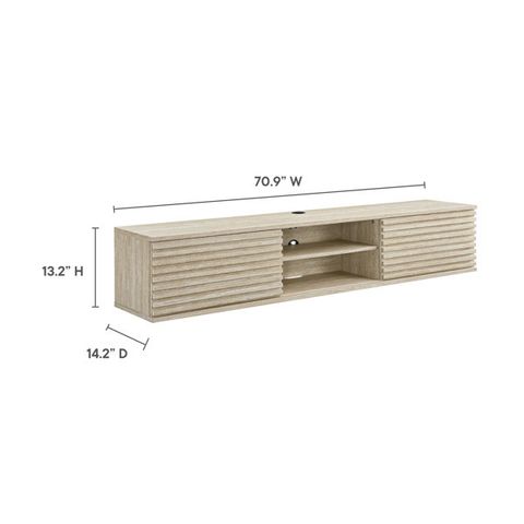 Modway Render 70" Faux Travertine Wall-Mount Media Console Tv Stand In ... intended for Choosing the right travertine tv stand to complement your home decor style