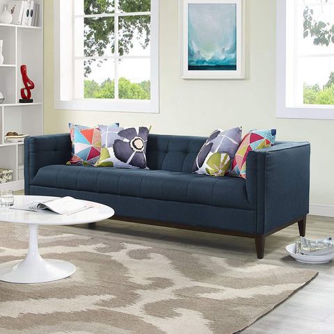 Modway Serve Modern Tuxedo Sofa With Upholstered Tufted Fabric In Azure ... with regard to Modway Proximity Modern Upholstered Polyester Fabric Sofa In Azure Blue