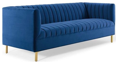 Modway Shift Modern Channel Tufted Performance Velvet Sofa In White ... for Modway Avendale Modern Style Performance Velvet Sofa In Deep/Navy