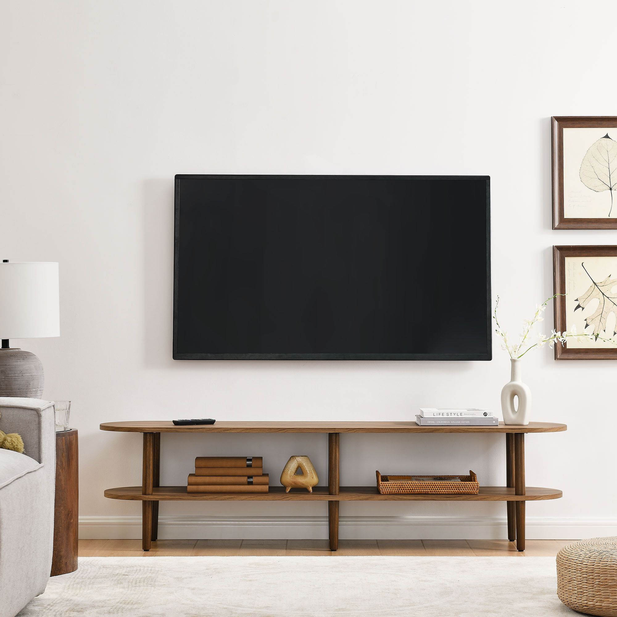 Modway Torus Oval Wood Tv Stand &amp; Reviews | Wayfair in Exploring the durability and beauty of walnut torus oval television furniture