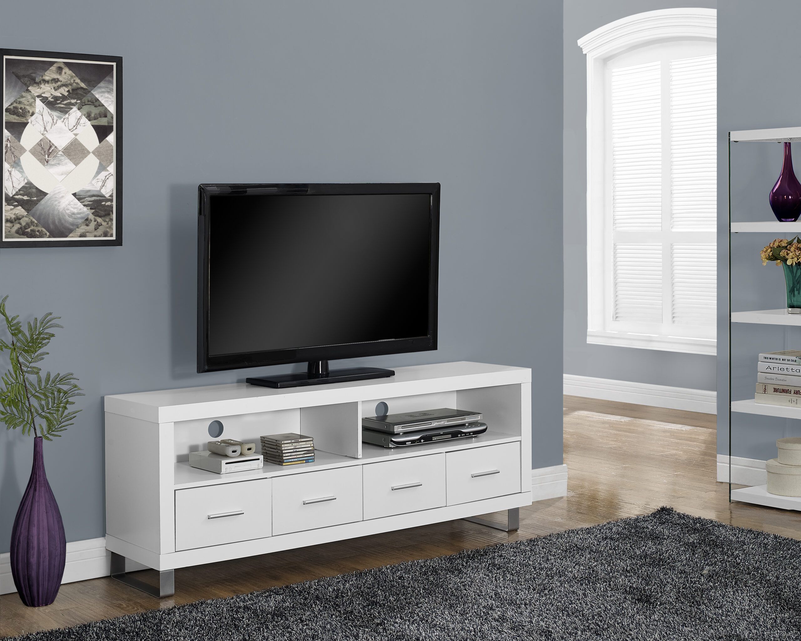 Monarch Specialties Tv Stand - 60&quot;L / White With 4 Drawers throughout Unveiling the Casey TV Stand The Perfect Blend of Style and Storage