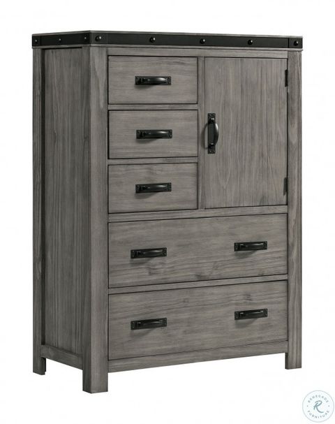 Montauk Gray 5 Drawer Gentleman's Chest From Picket House Furnishings ... intended for Picket House Furnishings Montauk 7-Drawer Dresser