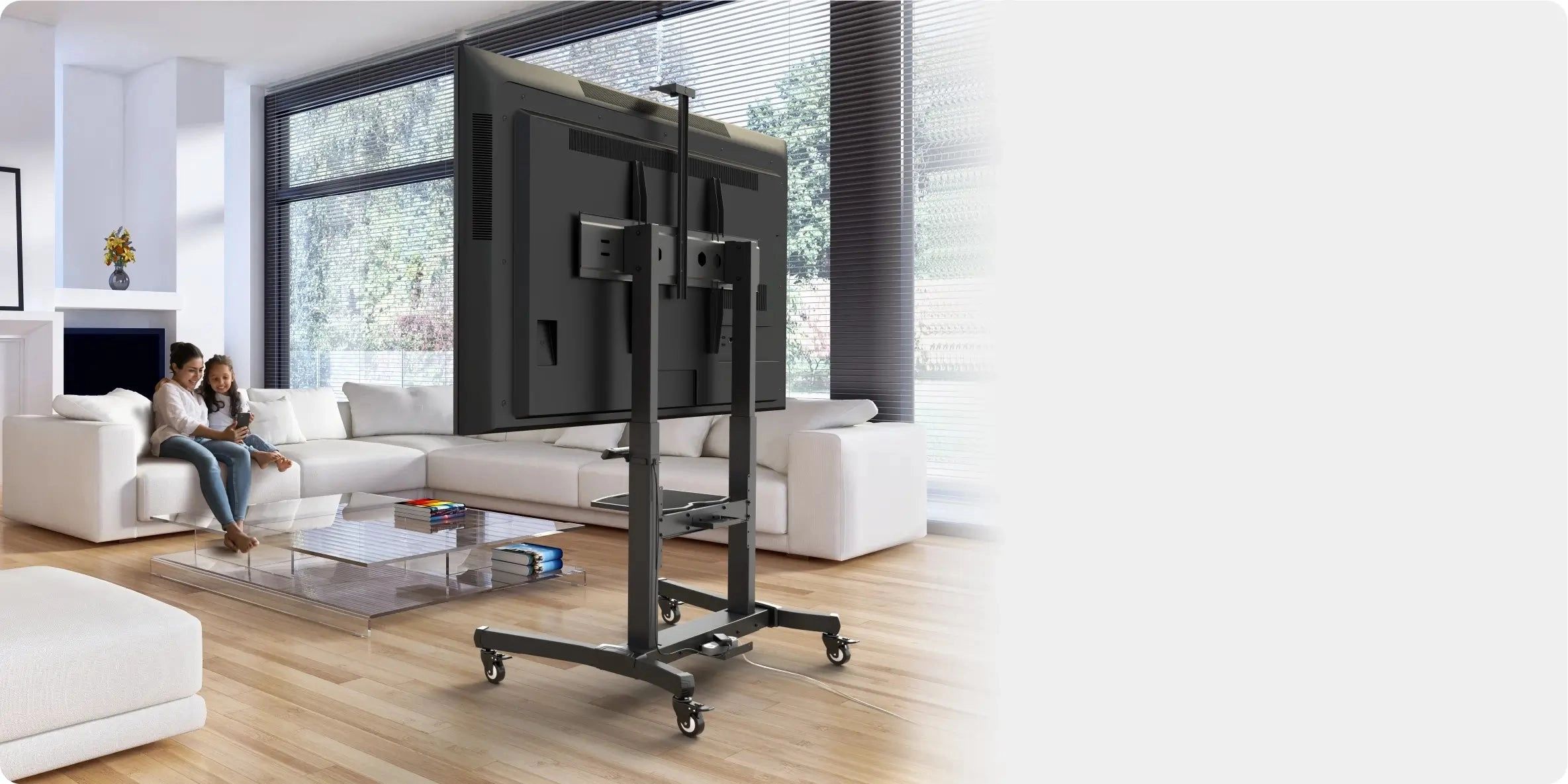 Motorized Tv Lift Tv Cart For 50-100&quot; Tvs Onkron Ts1991-Elift with regard to Comparing manual vs motorized approaches to screen positioning