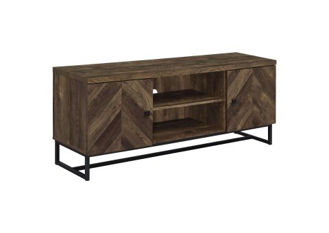 Myles 2-Door Engineered Wood 60-Inch Tv Stand Rustic Oak pertaining to Understanding the Appeal of Distressed Pine in Modern TV Stand Construction