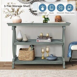 Newport Entyway Console Table With 3-Tier Shelf, Multifunctional Wooden ... for Mastering the Newport 3 Shelf Console for Stylish Storage