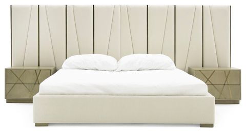 Nixa Modern Beige Velvet, Brushed Bronze Bed, Birch Nightstands ... regarding The Art of Choosing the Right Wide Birch Dresser for Your Space