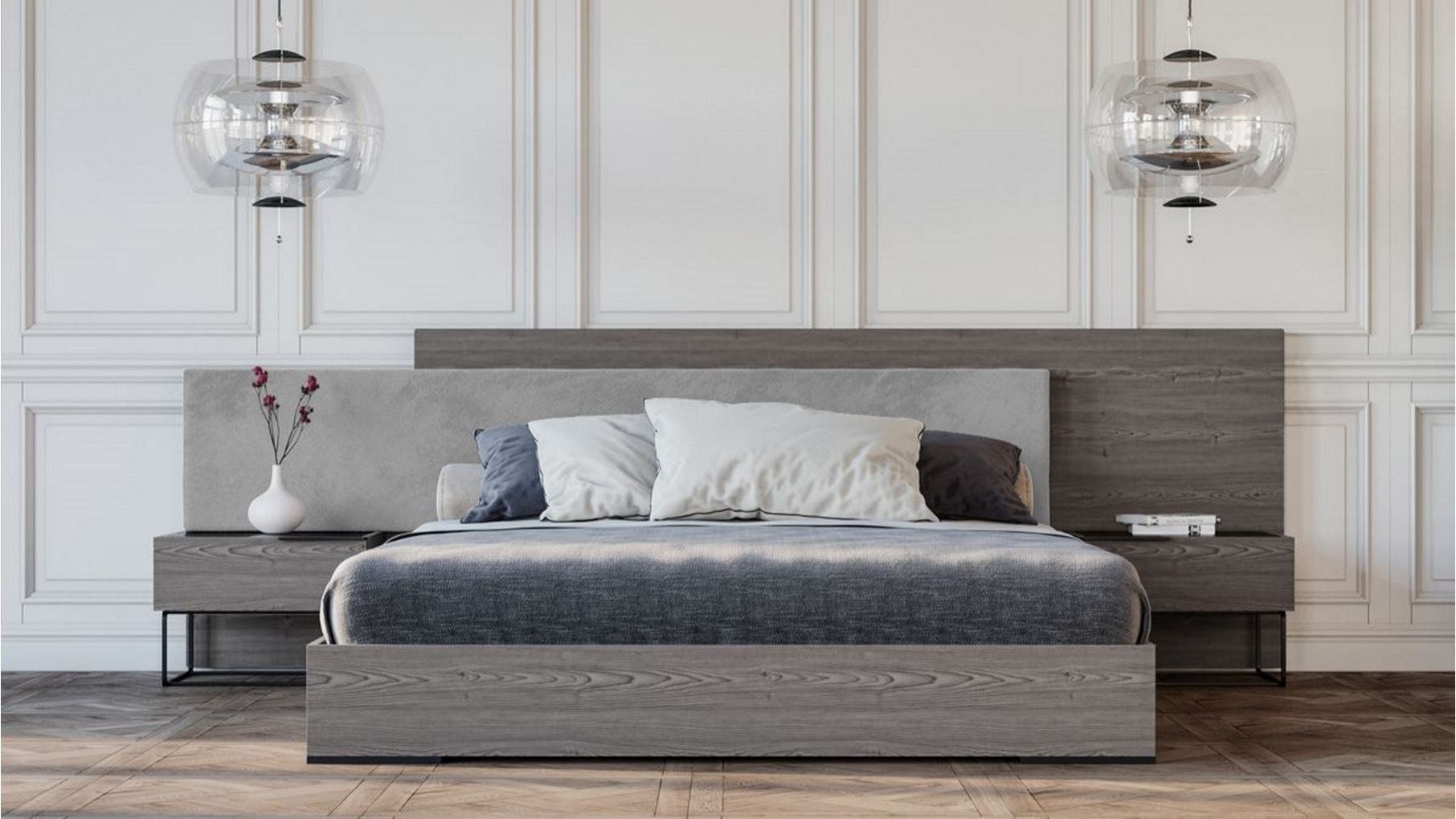 Nova Domus Enzo Italian Modern Gray Walnut And Fabric Bed, Queen ... regarding Nova Domus Enzo Italian Modern Gray Walnut Dresser