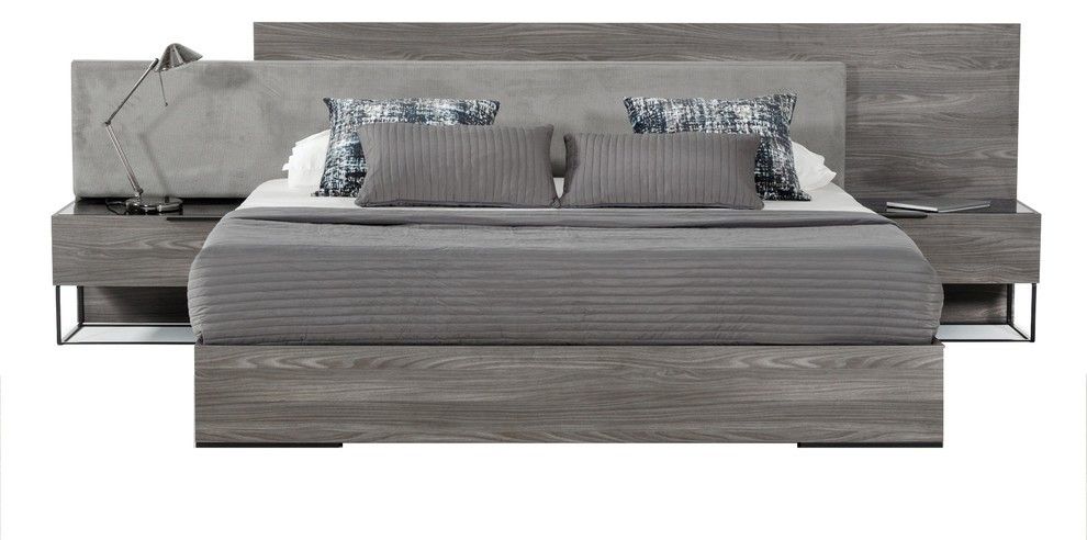 Nova Domus Enzo Italian Modern Gray Walnut And Fabric Bed ... within Modern Living Spaces and the Role of Statement Furniture Pieces