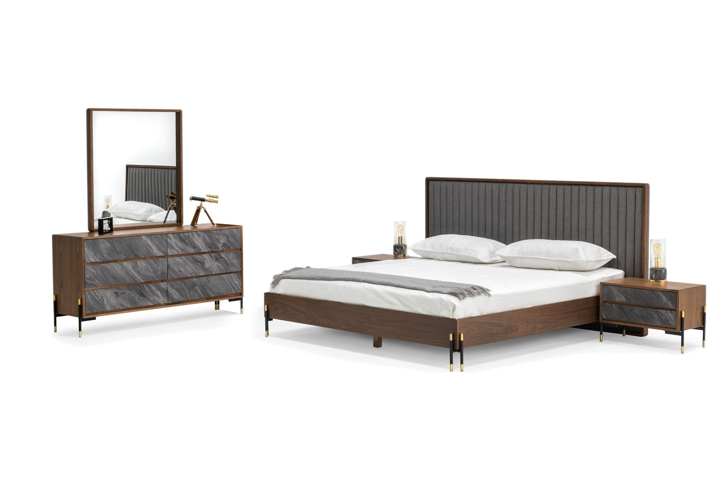 Nova Domus Metcalf - Mid-Century Walnut &amp; Grey Bedroom Set | Atlas ... with Nova Domus Metcalf Mid-Century Walnut And Gray Dresser