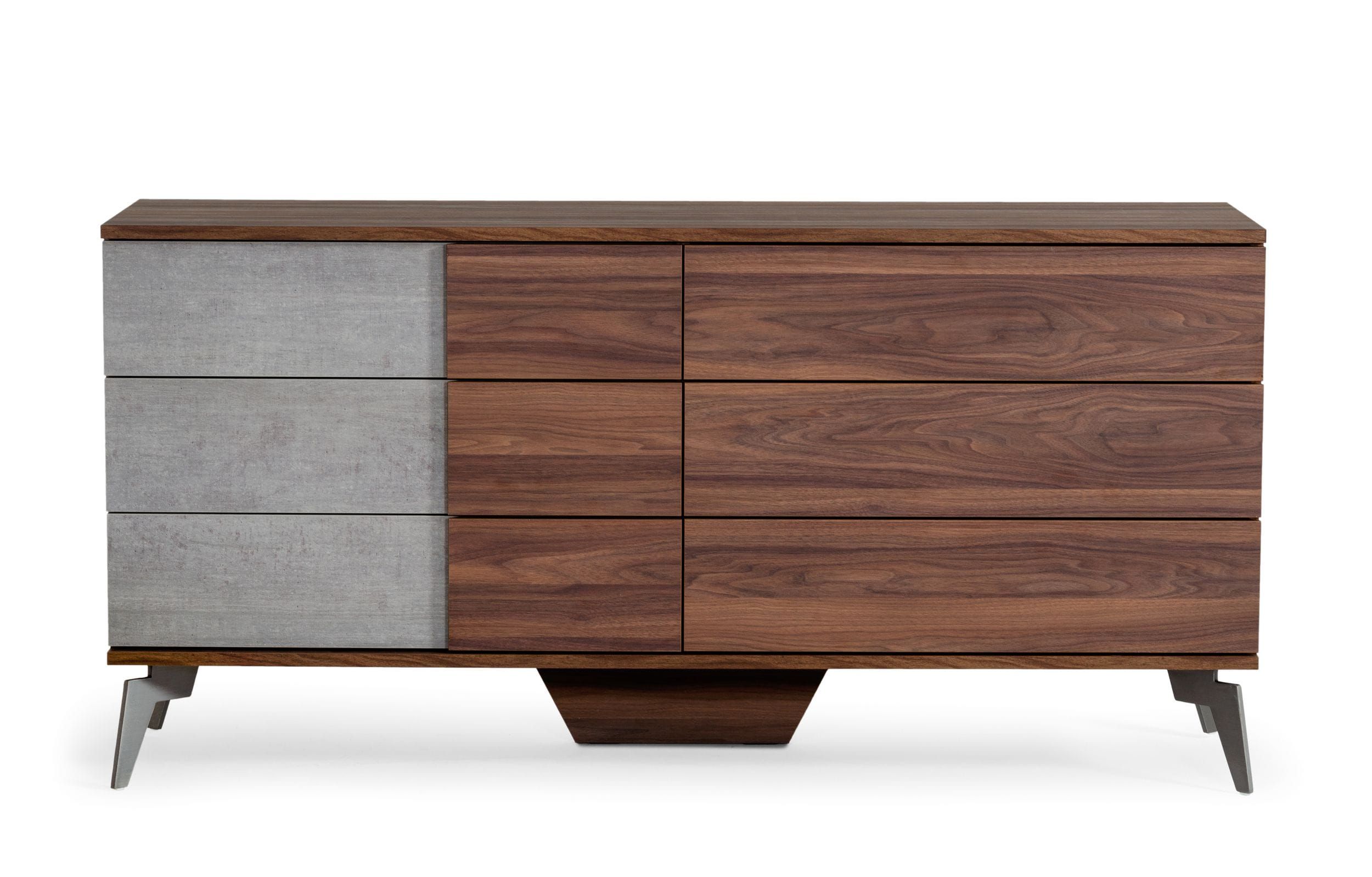 Nova Domus Palermo - Modern Italian Faux Concrete &amp; Walnut Dresser ... intended for Nova Domus Berlin Modern Walnut Dresser