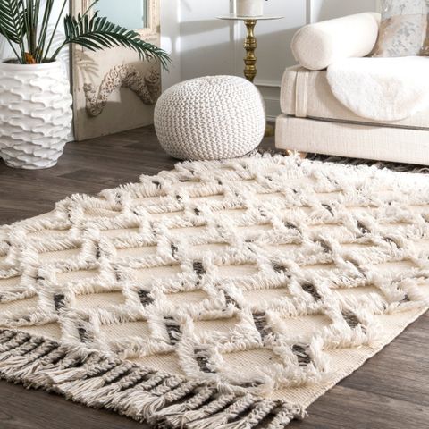 Nuloom Handmade Contemporary Modern Geometric Trellis Jami Area Rug ... in Transitional Geometric Wool Rug, Soft Handcrafted Trellis Design, 8'X10'