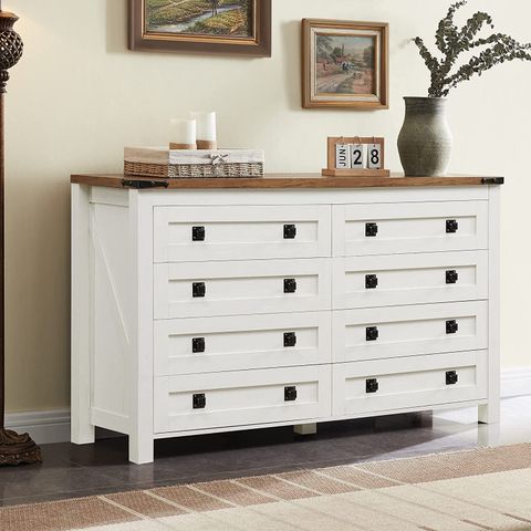 Okd Rustic Wood Farmhouse 8-Drawer Dresser Storage Cabinet For Bedroom ... inside Choosing the Right 8 Drawer Dresser W66 x D18 x H40 for Your Home Needs