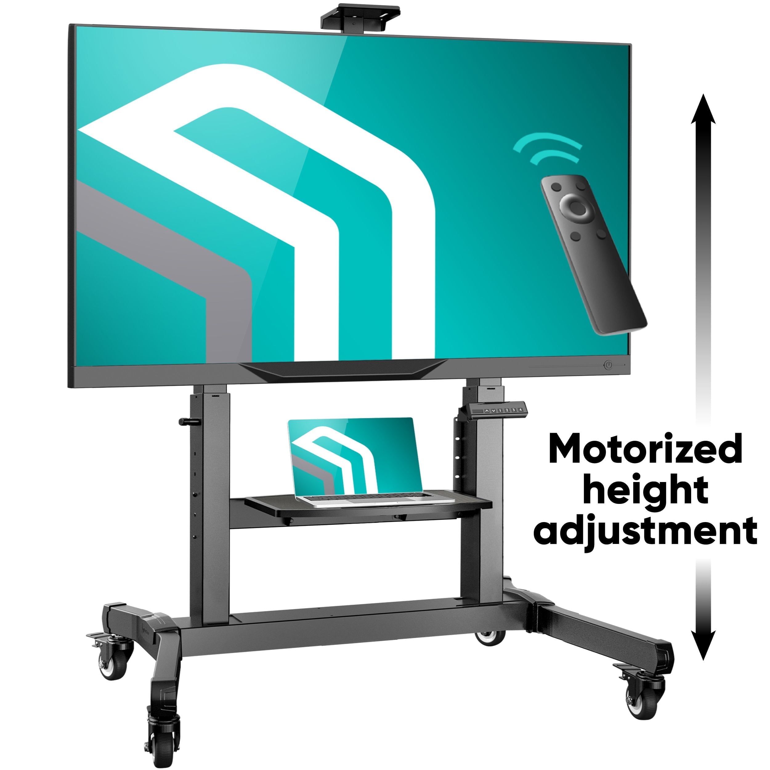 &quot;Onkron Motorized Mobile Tv Stand With Wheels For 50&quot;&quot;-100&quot;&quot; Flat ... for Comparing manual vs motorized approaches to screen positioning