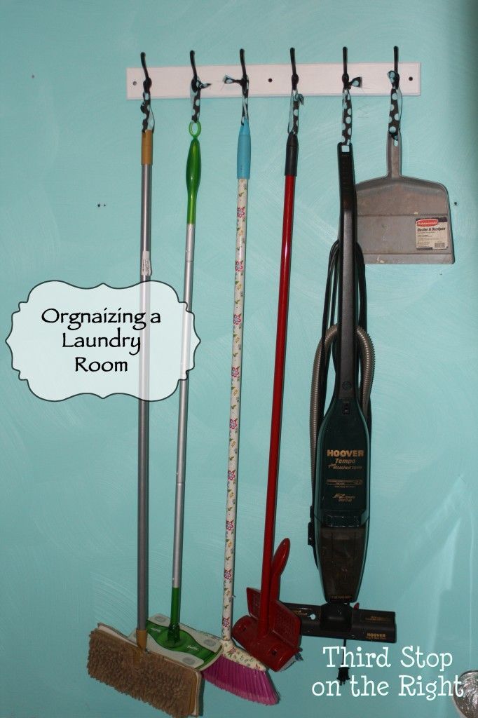 Organizing Mops And Brooms In A Laundry Room - Third Stop On The Right | Laundry Room, Laundry ... regarding The Hardworking Laundry Room: A Place For Brooms And Mops
