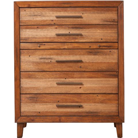Origins 2500-05 Trinidad 5 Drawer Chest In Toffee Brown Wood regarding Unpacking the Origins by Alpine Trinidad Dresser A Deep Dive