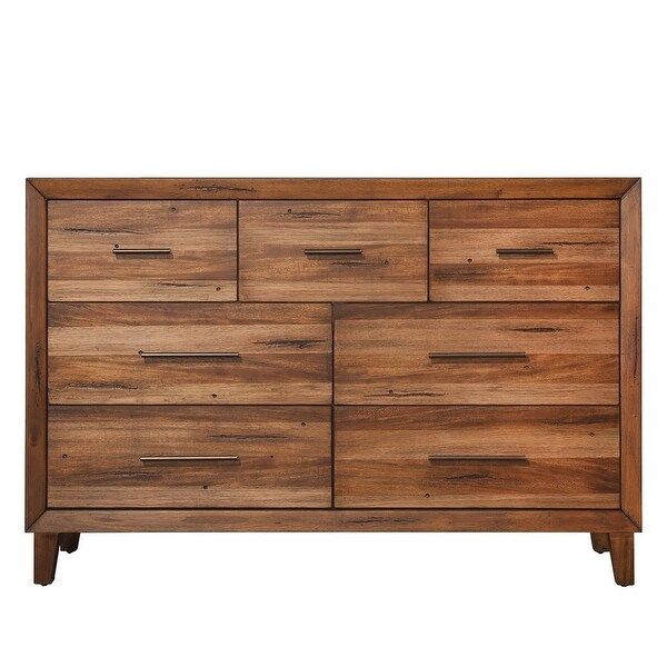 Origins By Alpine Classic Wood 6 Drawer Dresser In Natural Gray - Bed ... in Origins By Alpine Trig Wood 5 Drawer Chest In Antique Brown