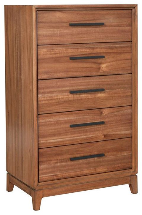 Origins By Alpine Nova 5 Drawer Chest In Honey Maple (Brown ... pertaining to Origins By Alpine Trig Wood 5 Drawer Chest In Antique Brown