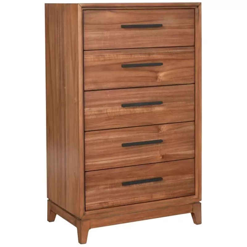 Origins By Alpine Nova 5 Drawer Chest In Honey Maple (Brown) - Vigshome within Origins By Alpine Nova Tv Console In Honey Maple (Brown)
