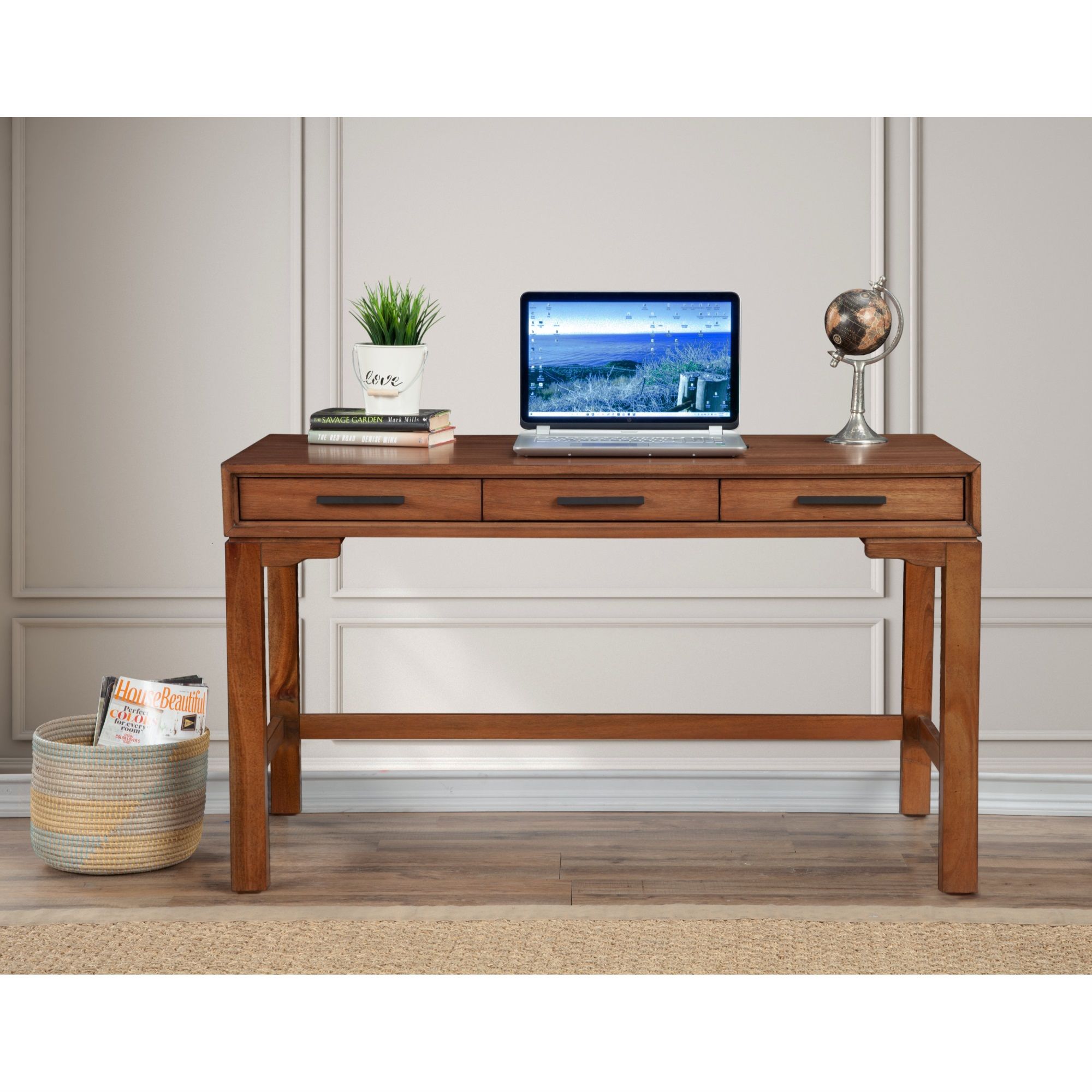 Origins By Alpine Nova Large Desk, Honey Maple - Walmart.com regarding Unpacking the Charm of the Nova TV Console in Honey Maple