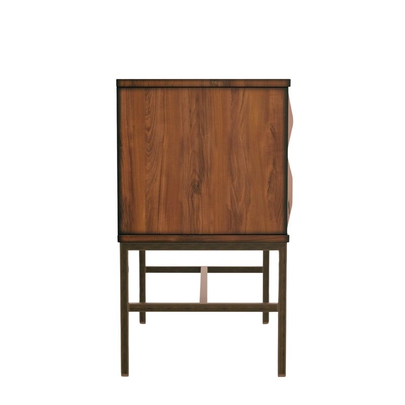 Origins By Alpine Trig Wood 2 Drawer Nightstand In Antique Brown ... pertaining to Origins By Alpine Trig Wood 5 Drawer Chest In Antique Brown