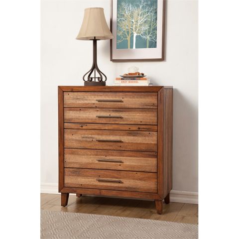 Origins By Alpine Trinidad 5 Drawer Multifunction Chest In Toffee (Brown) - Transitional ... within Origins By Alpine Trinidad Wood 7 Drawer Dresser In Toffee (Brown)