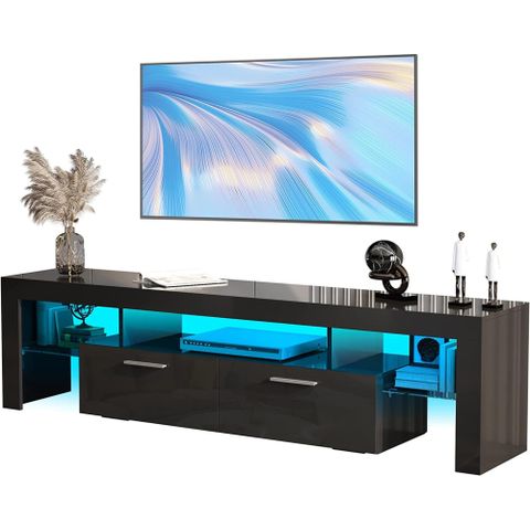Paproos High Gloss Tv Stand With Led Lights, Storage Drawer, Media ... regarding Transform Your Living Room with the Altamonte Entertainment Center