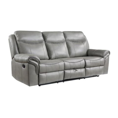 Pemberly Row 20" Traditional Faux Leather Double Reclining Sofa In Gray ... throughout Pemberly Row 20.5" Traditional Microfiber Double Glider Reclining Sofa In Brown