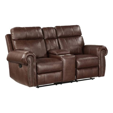 Pemberly Row 20" Traditional Microfiber Double Reclining Loveseat In ... regarding Pemberly Row 20.5" Traditional Microfiber Double Glider Reclining Sofa In Brown