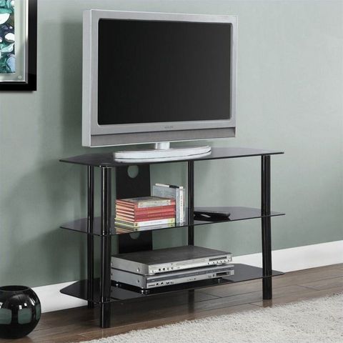 Pemberly Row 36" Tv Stand In Black With Tempered Glass - Walmart.com regarding Beyond Aesthetics The Functional Brilliance of the Pemberly Row Black TV Stand