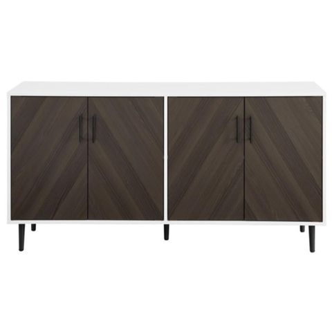 Pemberly Row 58" Mid Century Modern Faux Bookmatch Tv Stand In Brown ... regarding Pemberly Row Modern Farmhouse 58" Tv Stand In Brown (Tvs Up To 65")