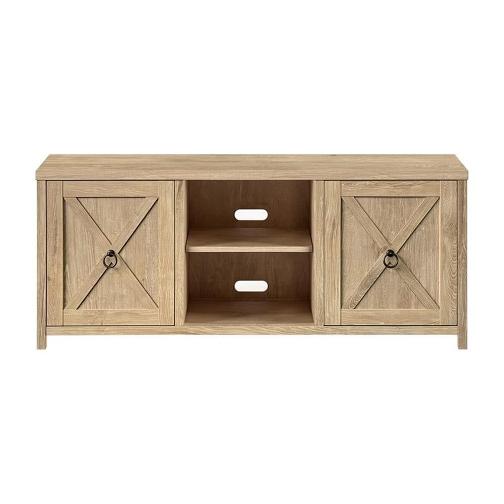 Pemberly Row 58&quot; Modern Farmhouse Wood Double Sliding Door Tv Stand In ... with Building Your Dream Media Center with Quality Wood Construction