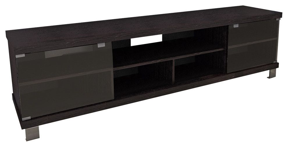 Pemberly Row 71&quot; Extra Wide Tv Stand In Ravenwood Black - Contemporary ... for Maximizing Media Storage The Holland 71&quot; Extra Wide TV Bench Explained