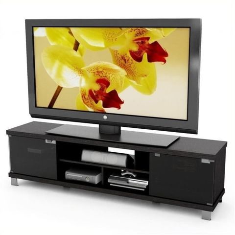 Pemberly Row 71" Extra Wide Tv Stand In Ravenwood Black - Walmart.com inside Maximizing Media Storage The Holland 71" Extra Wide TV Bench Explained