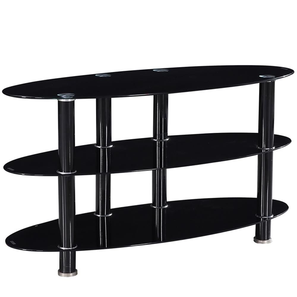 Pemberly Row Contemporary Glass Oval Tv Stand For Tvs Up To 40&quot; In ... in Pemberly Row Modern Glass Tv Stand For Tvs Up To 35&quot; In Black