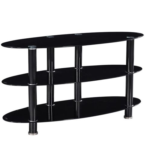Pemberly Row Contemporary Glass Oval Tv Stand For Tvs Up To 40" In ... in Pemberly Row Modern Glass Tv Stand For Tvs Up To 35" In Black