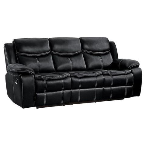 Pemberly Row Faux Leather Gel Double Glider Reclining Sofa In Black ... in Pemberly Row 20.5" Traditional Microfiber Double Glider Reclining Sofa In Brown