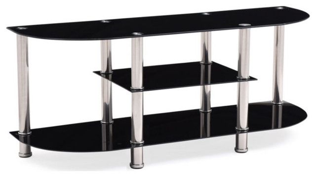 Pemberly Row Modern Glass Tv Stand For Tvs Up To 55&quot; In Black ... within Pemberly Row Modern Glass Tv Stand For Tvs Up To 35&quot; In Black