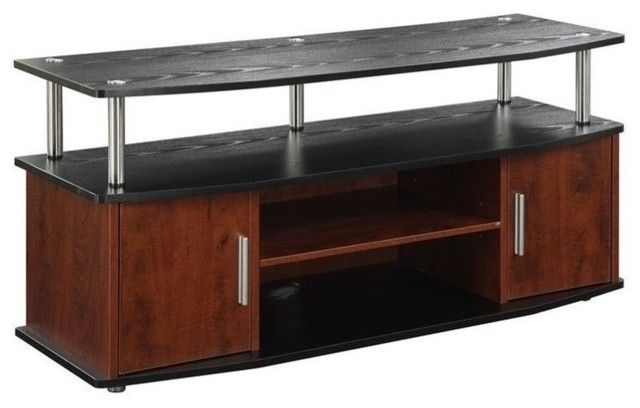 Pemberly Row Modern Wood Tv Stand For Tvs Up To 48&quot; In Cherry/Black ... in Beyond Aesthetics The Functional Brilliance of the Pemberly Row Black TV Stand