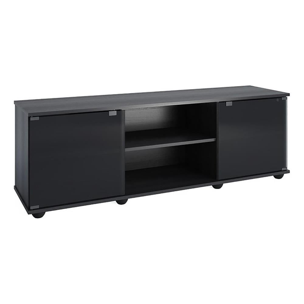 Pemberly Row Modern Wood Tv Stand For Tvs Up To 60&quot; In Ravenwood Black ... for Fillmore 58&quot; Ravenwood Black Tv And Component Stand