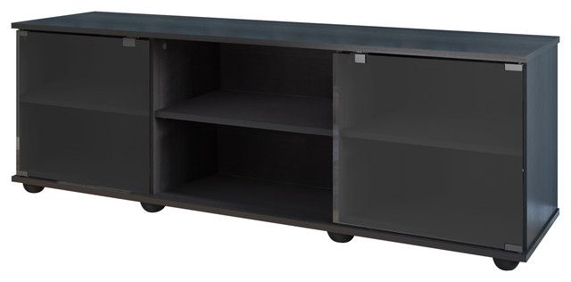 Pemberly Row Modern Wood Tv Stand For Tvs Up To 60&quot; In Ravenwood Black ... pertaining to Pemberly Row Modern Glass Tv Stand For Tvs Up To 35&quot; In Black