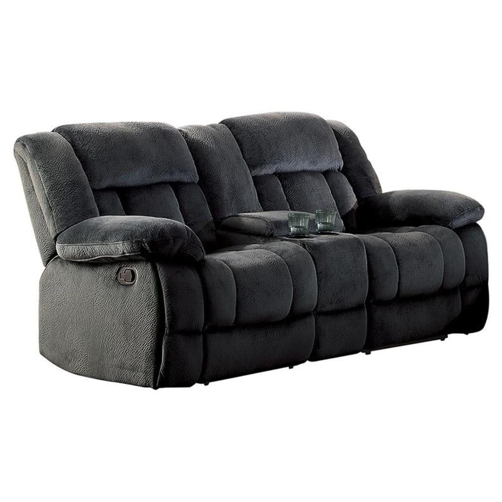 Pemberly Row Traditional Microfiber Double Glider Reclining Loveseat In ... for Pemberly Row 20.5&quot; Traditional Microfiber Double Glider Reclining Sofa In Brown
