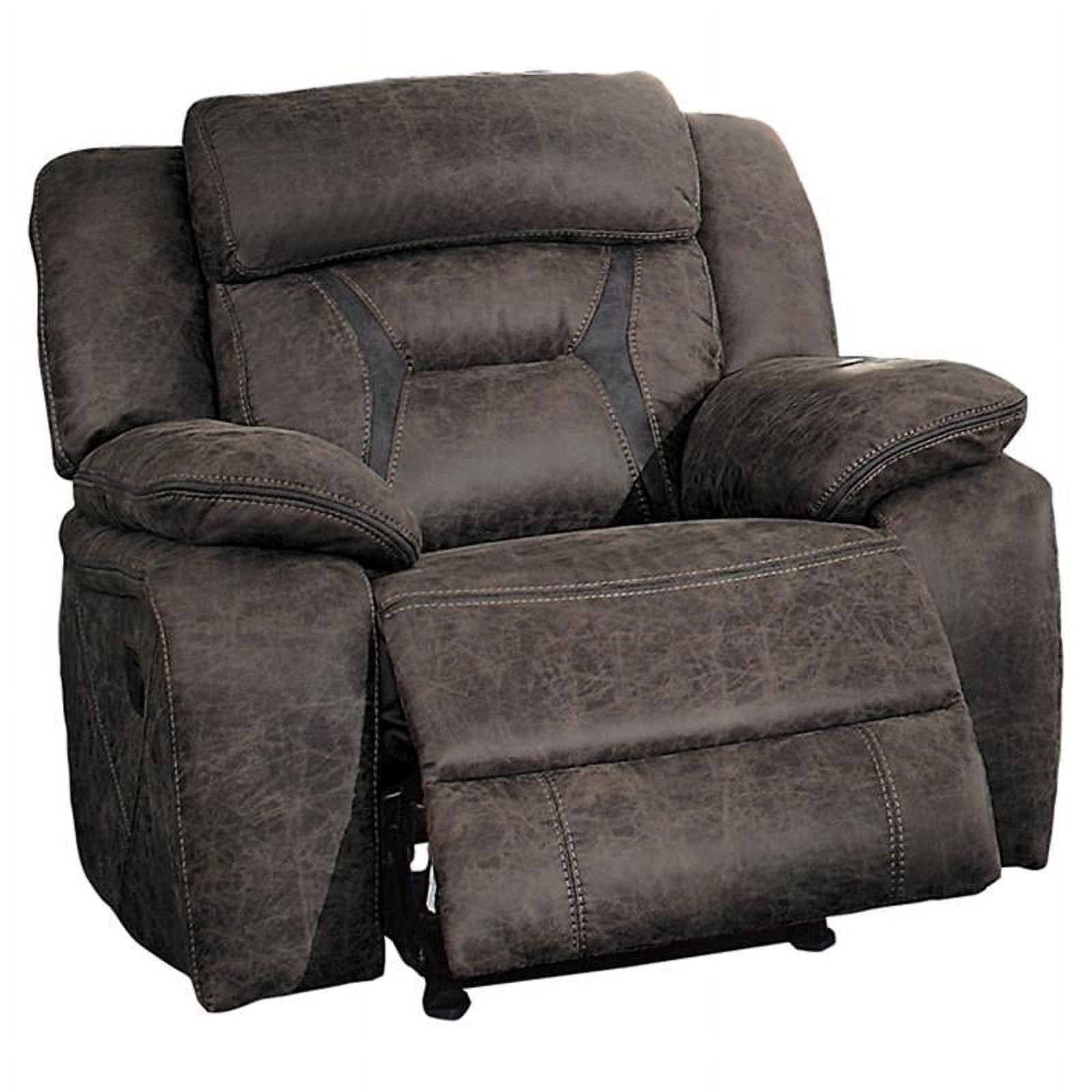 Pemberly Row Traditional Microfiber Glider Reclining Chair In Dark ... throughout Pemberly Row 20.5&quot; Traditional Microfiber Double Glider Reclining Sofa In Brown