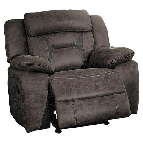 Pemberly Row Traditional Microfiber Glider Reclining Chair In Dark ... throughout Pemberly Row 20.5" Traditional Microfiber Double Glider Reclining Sofa In Brown