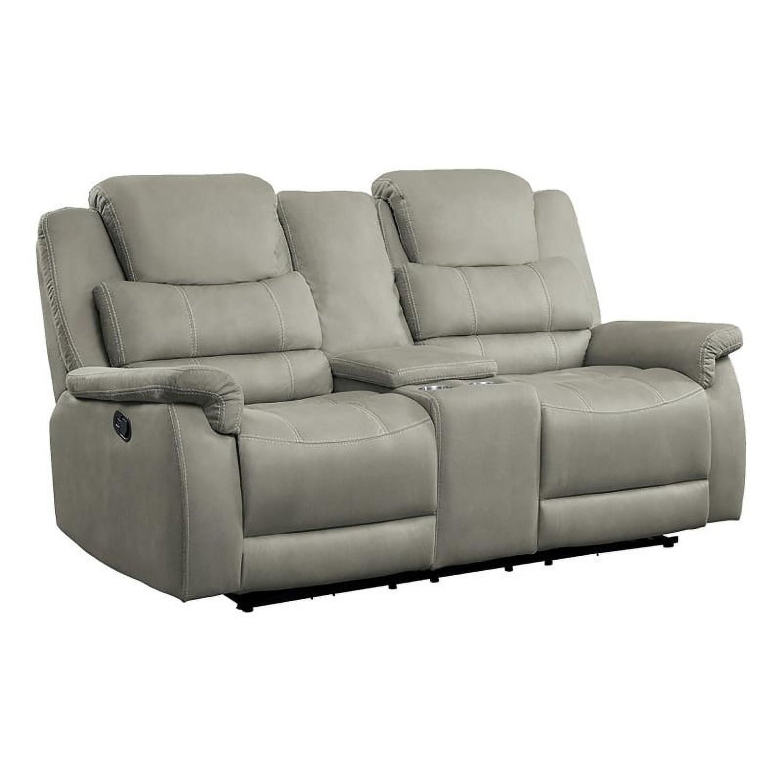 Pemberly Row Transitional Microfiber Double Glider Reclining Love Seat ... with Pemberly Row 20.5&quot; Traditional Microfiber Double Glider Reclining Sofa In Brown