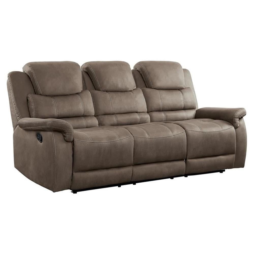 Pemberly Row Transitional Microfiber Double Reclining Sofa In Brown ... throughout Pemberly Row 20.5&quot; Traditional Microfiber Double Glider Reclining Sofa In Brown