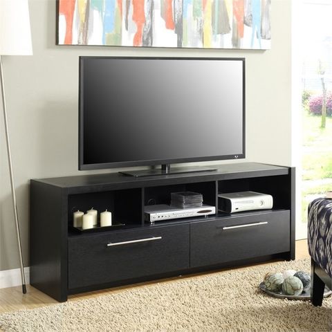 Pemberly Row Transitional Wood Tv Stand For Tvs Up To 60" In Black ... pertaining to Understanding the durability factors of engineered wood TV stands