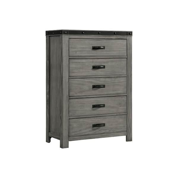 Picket House Furnishings Montauk Gray 5-Drawer 34 In. Wide Chest Of ... inside The Art of Functional Storage in Modern Living Spaces