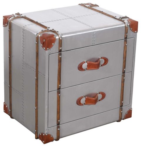 Pilot 2-Drawer Nightstand With Silver Aluminum Cladding And Leather ... for Understanding the craftsmanship behind modern furniture design