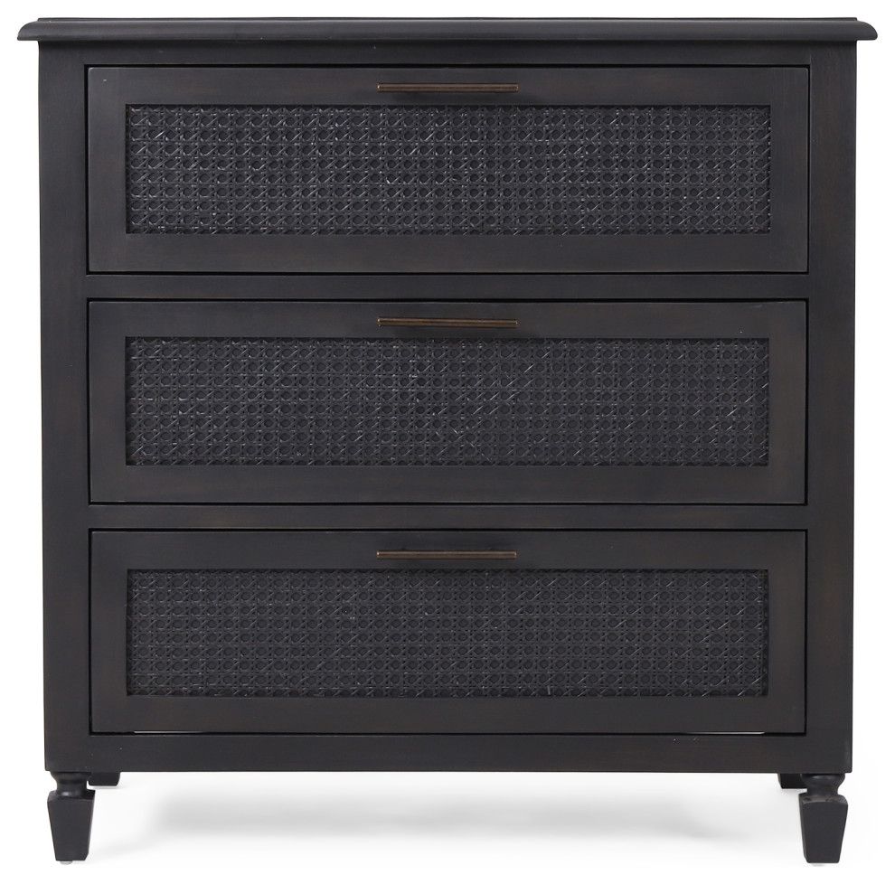 Pollards Rustic Acacia Wood And Cane 3 Drawer Dresser, Dark Gray ... in Styling Tips for Your Pollards Rustic Acacia Wood and Cane 3 Drawer Dresser