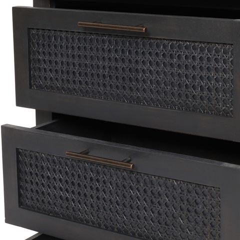 Pollards Rustic Acacia Wood And Cane 3 Drawer Dresser, Dark Gray ... with regard to Pollards Rustic Acacia Wood And Cane 3 Drawer Dresser, Dark Gray